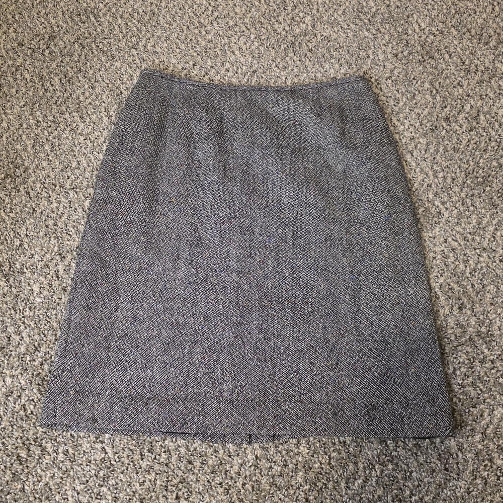Kasper & Company ASL Skirt Womens 12 Gray Herringbone Pencil Tweed Slit Lined